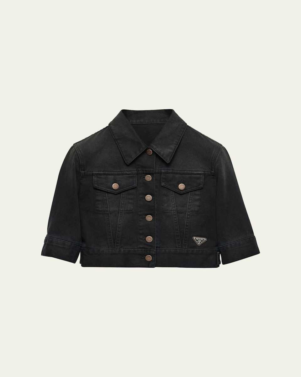Short-Sleeve Denim Cropped Jacket